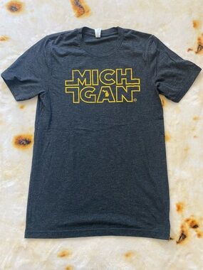 Charcoal Black Michigan Star Wars Graphic T-shirt, Unisex S, MI Love